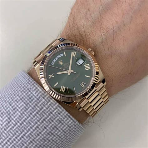 rolex day date rose gold green dial